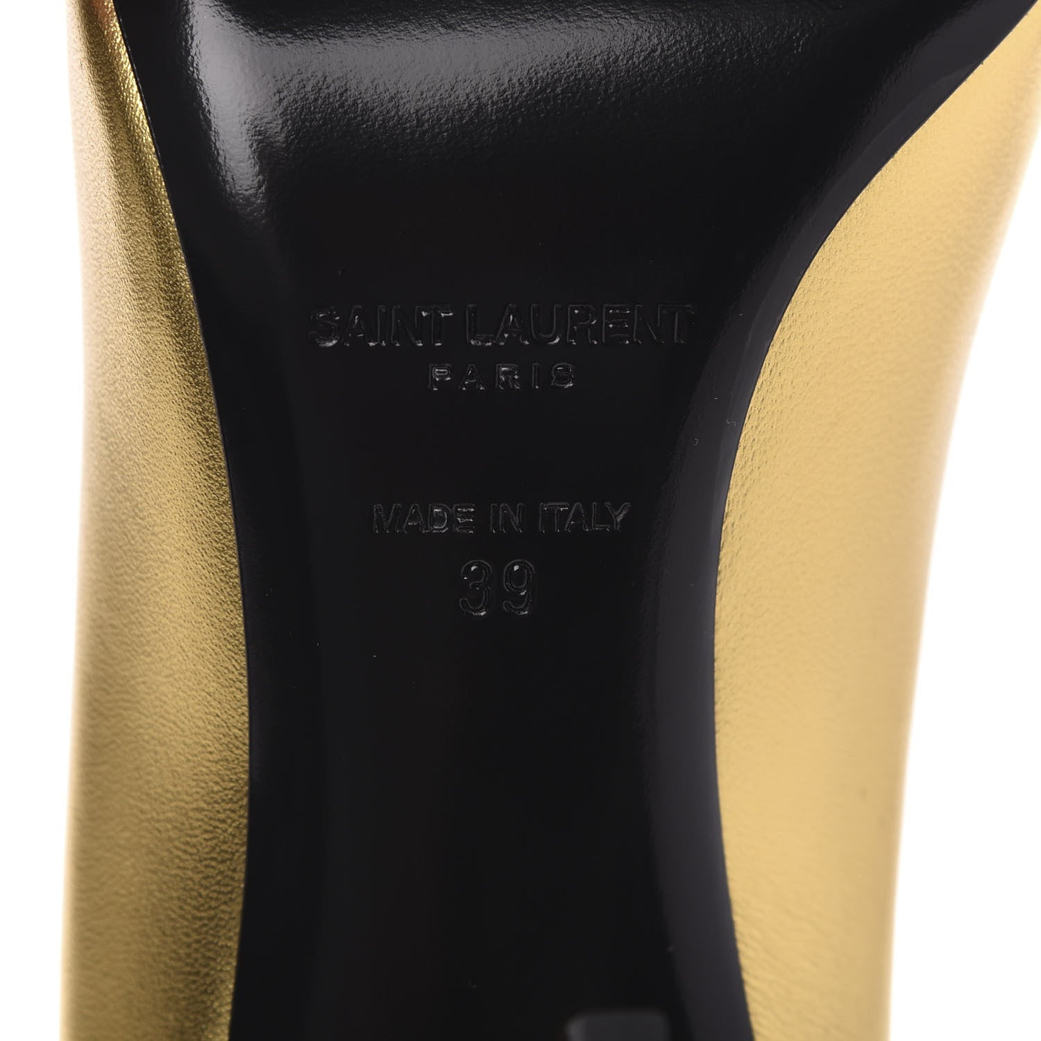 Saint Laurent Calfskin Opyum 85 Pumps 39 Gold 6 of 9