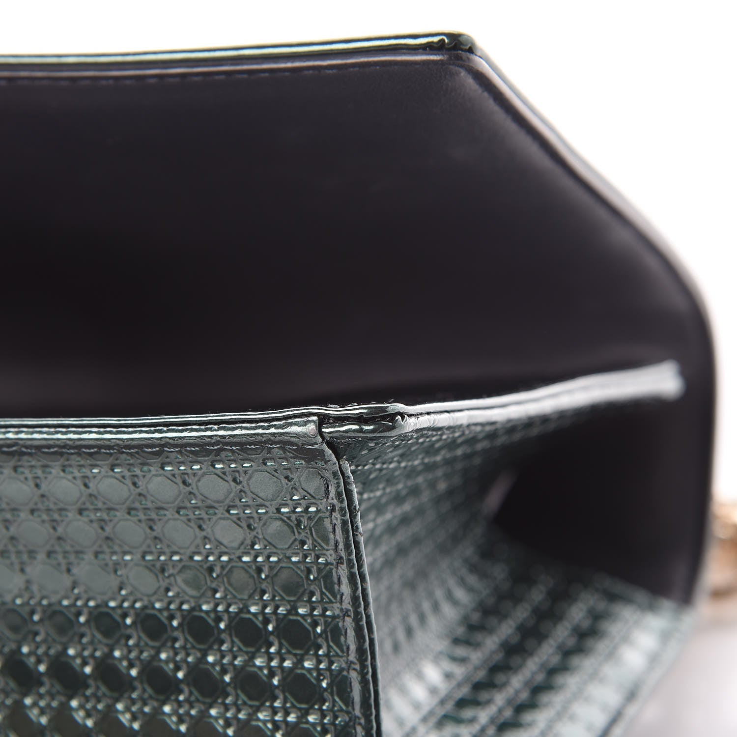 Christian Dior Metallic Patent Micro-Cannage Medium Diorama Flap Bag Malachite Green 12 of 14