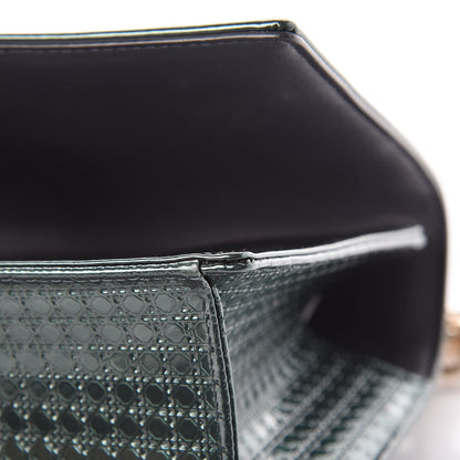 Christian Dior Metallic Patent Micro-Cannage Medium Diorama Flap Bag Malachite Green 12 of 14