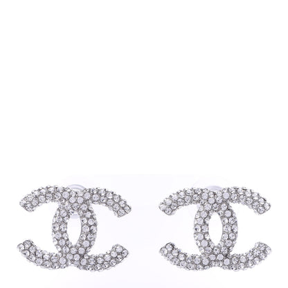 Chanel Crystal CC Earrings Silver 1 of 5