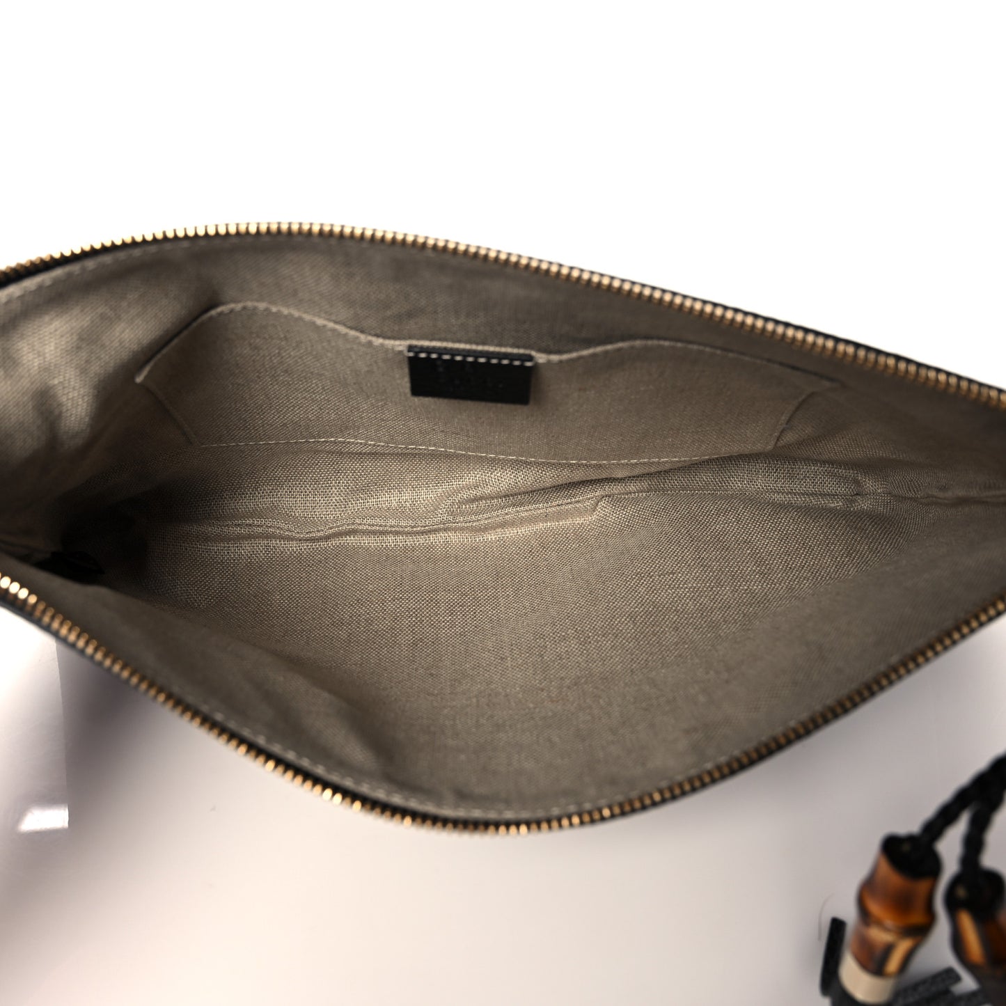 Pebbled Calfskin Large Bamboo Clutch Black