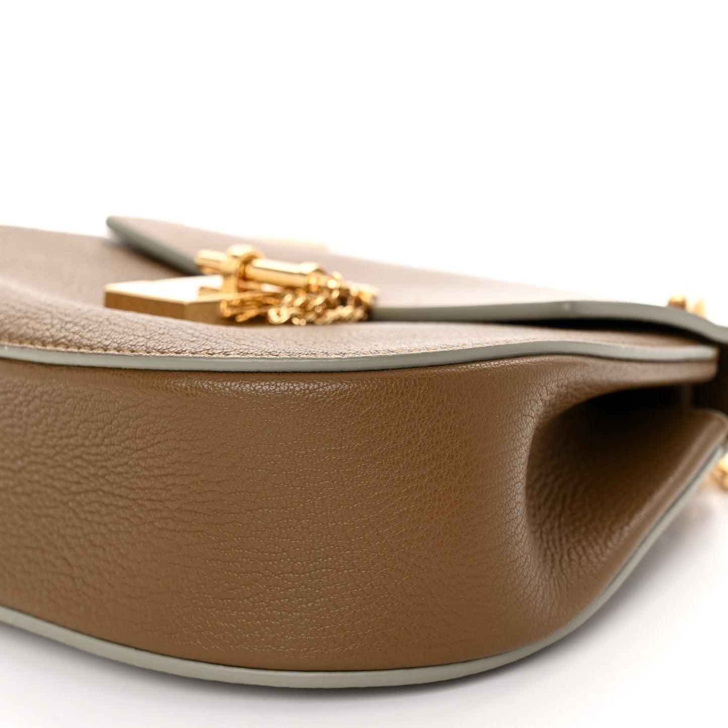 Grained Calfskin Lambskin Mini Bi-Color Drew Shoulder Bag Brown