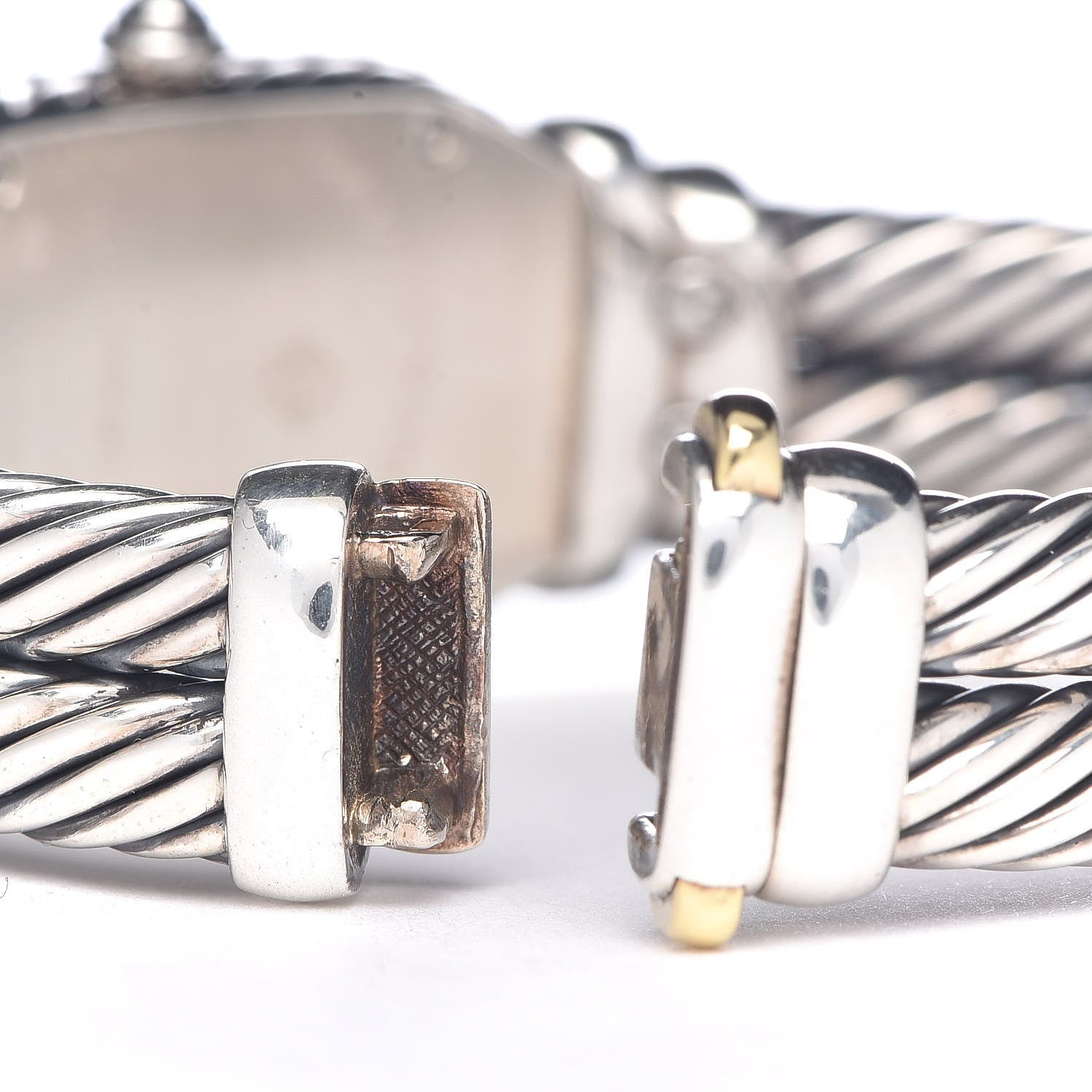 David Yurman Stainless Steel Sterling Silver Diamond Pink Mother of Pearl 20mm Madison Cable Quartz Watch 6 of 7