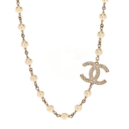 Chanel Pearl CC Short Necklace Gold 1 of 4