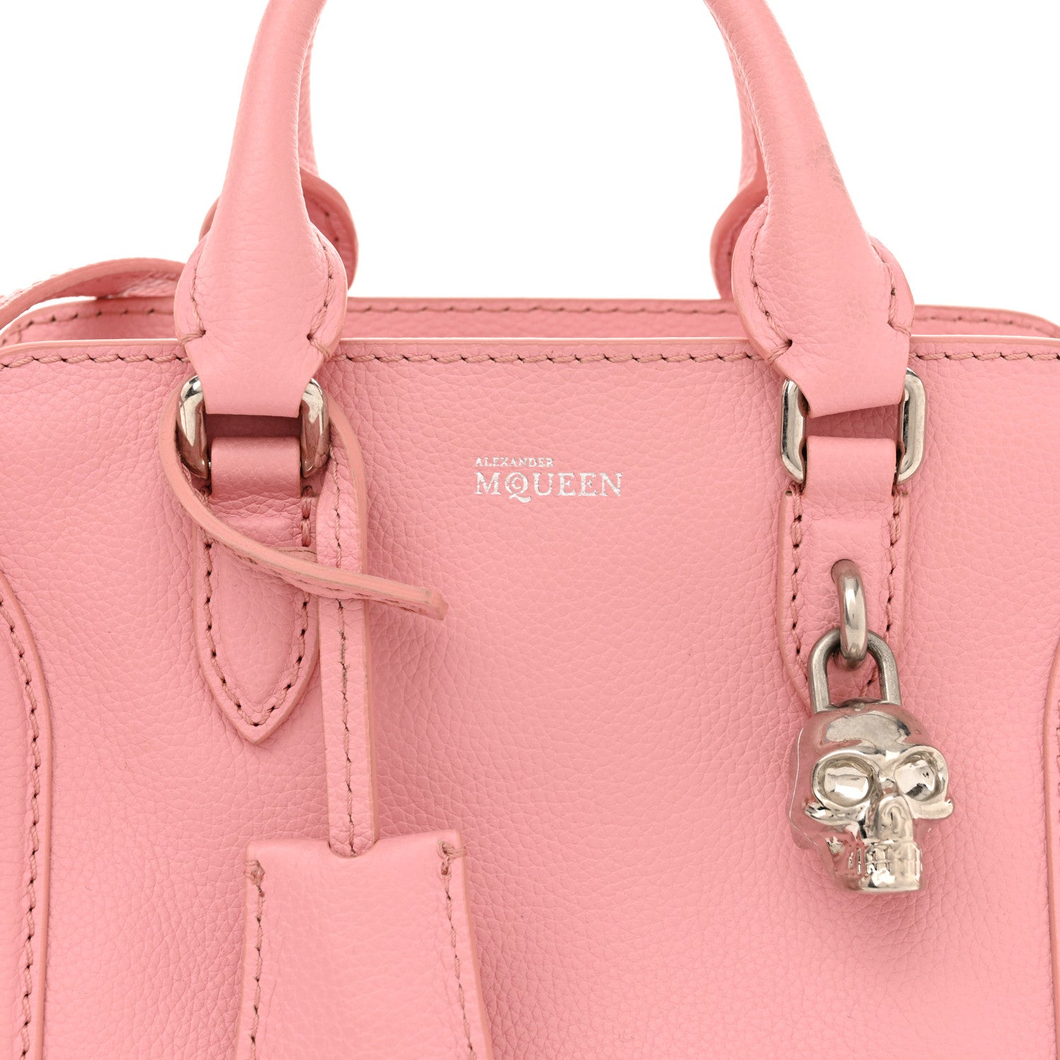 Alexander McQueen Pebbled Calfskin Mini Skull Padlock Zip Around Tote Petal 8 of 11