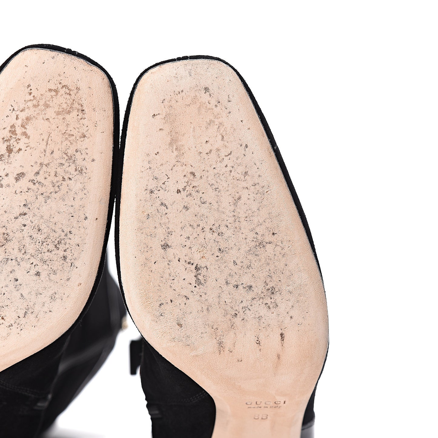 Suede Calfskin Interlocking G Knee High Web Boots 8 Black