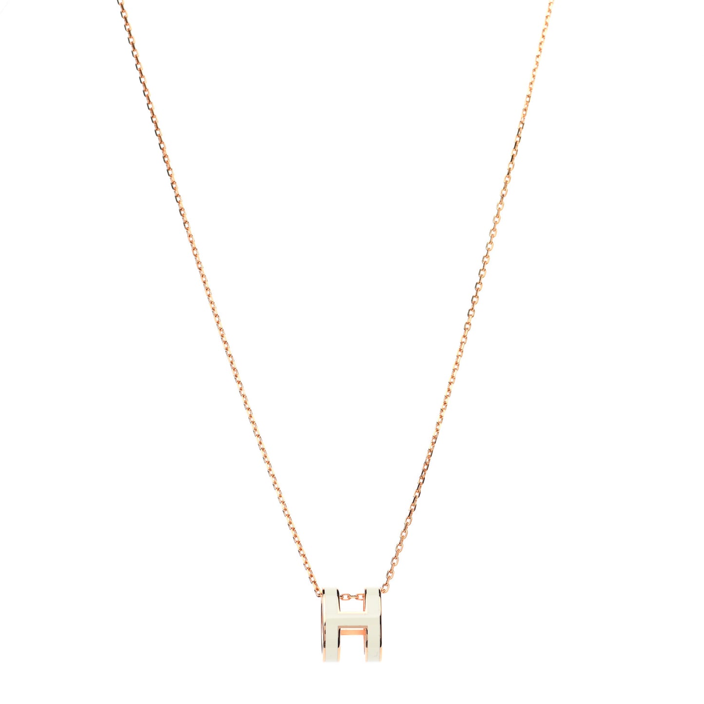 Lacquered Rose Gold Pop H Pendant Necklace White