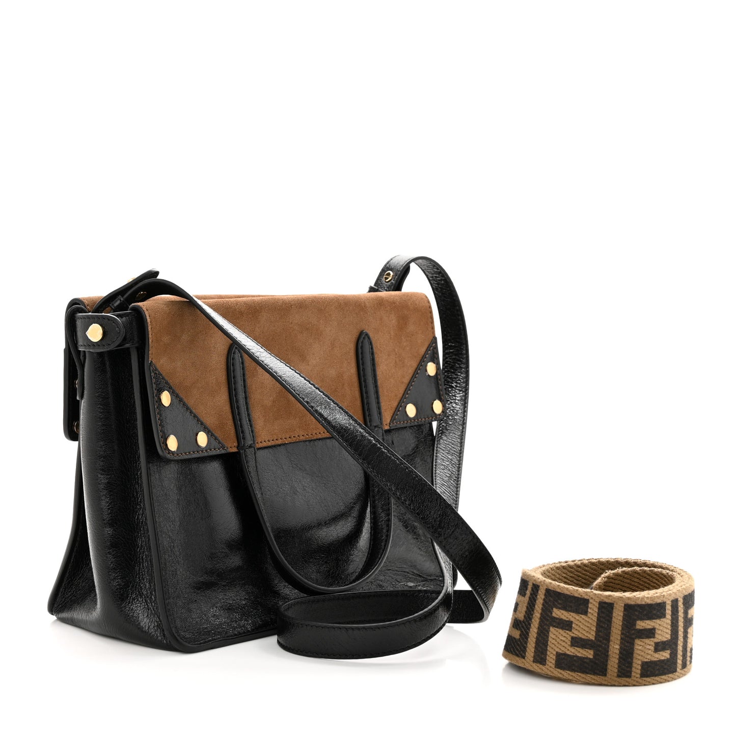 Agnello Old Shine Vitello Go Rain Small Flip Tote Black Marrone