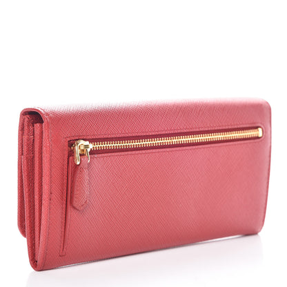 Prada Saffiano Metal Continental Flap Wallet Fuoco 3 of 12