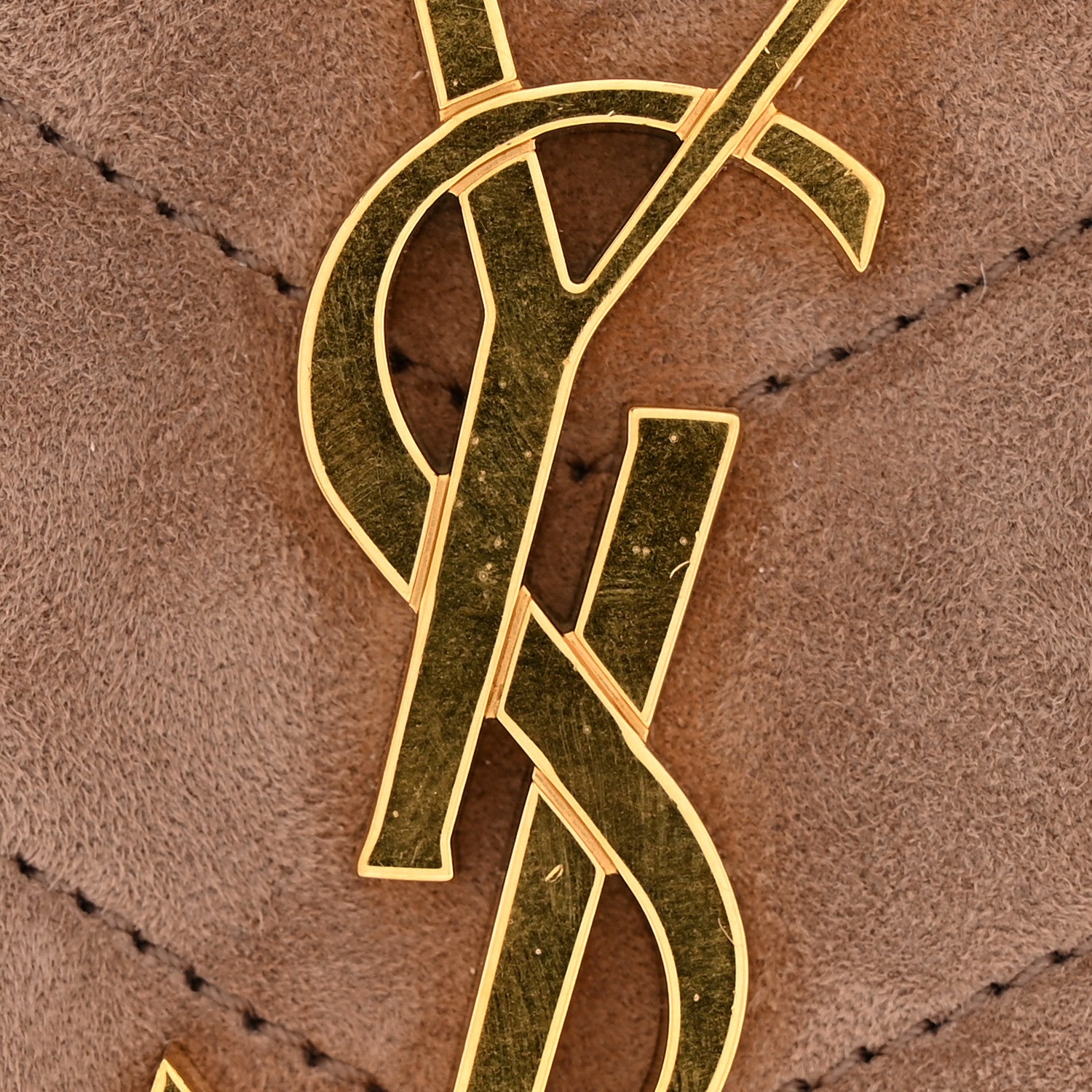Saint Laurent Suede Y Quilted Monogram Medium Loulou Chain Satchel Taupe 12 of 12