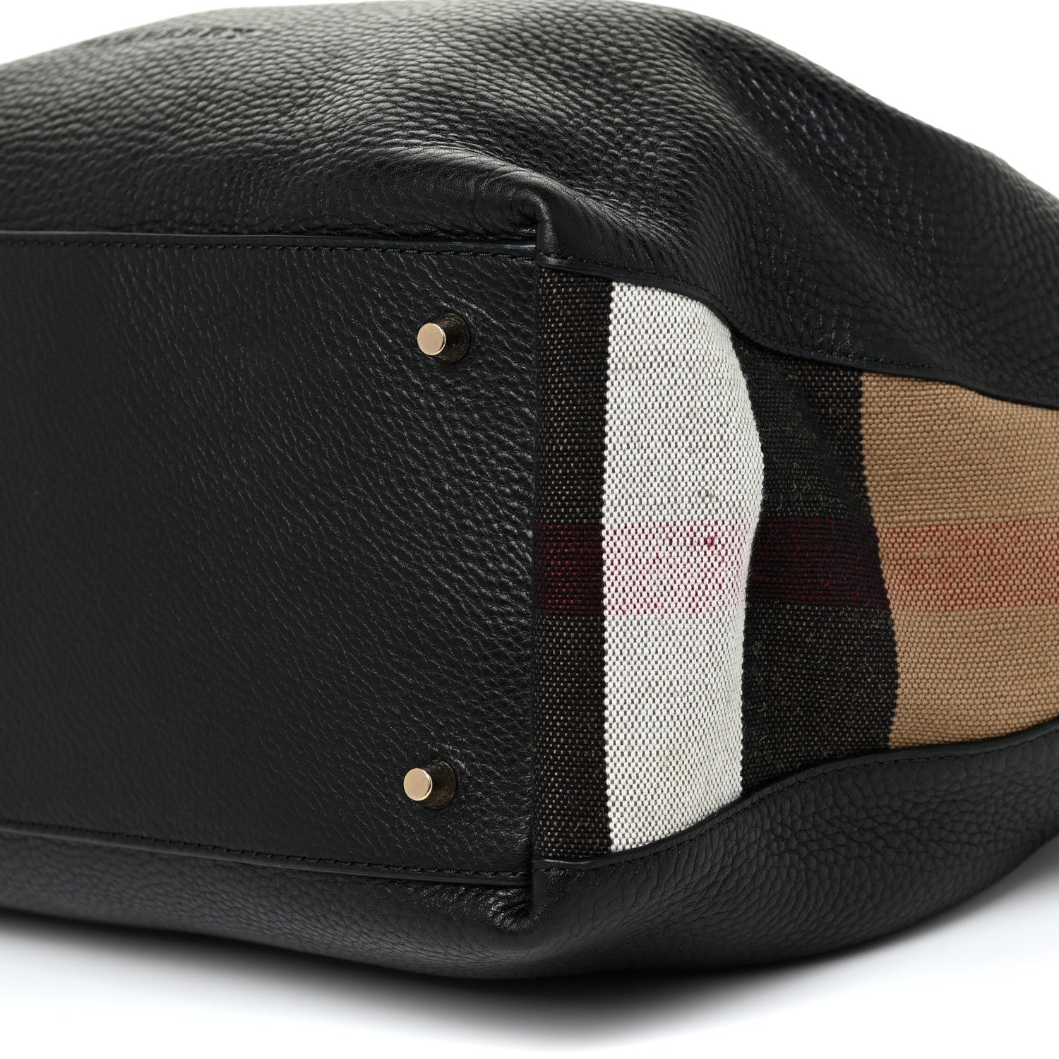 Burberry Grainy Calfskin House Check Medium Maidstone Black 9 of 13