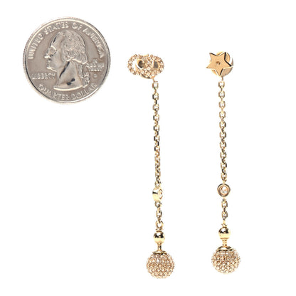 Christian Dior Crystal Star CD Tribal Dangle Chain Earrings Gold 2 of 5