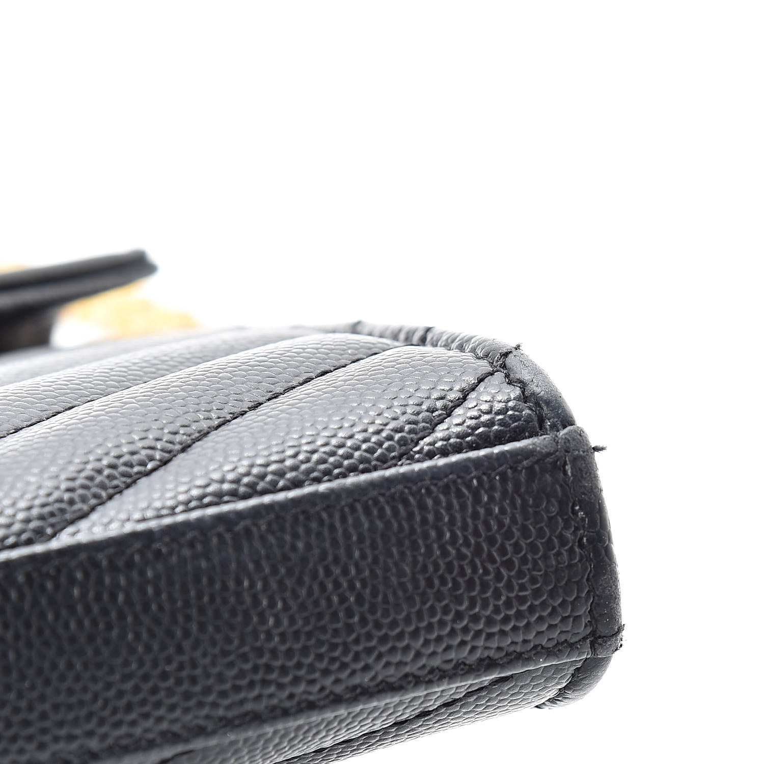 Saint Laurent Grain De Poudre Matelasse Chevron Monogram Chain Wallet Black 11 of 12