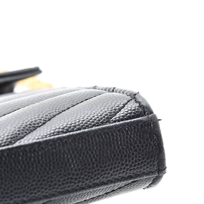 Saint Laurent Grain De Poudre Matelasse Chevron Monogram Chain Wallet Black 11 of 12