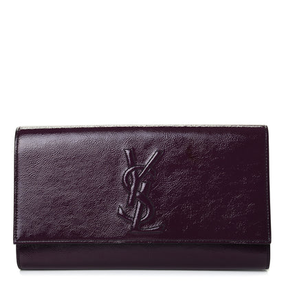Saint Laurent Textured Patent Calfskin Large Belle De Jour Clutch Berry 1 of 4