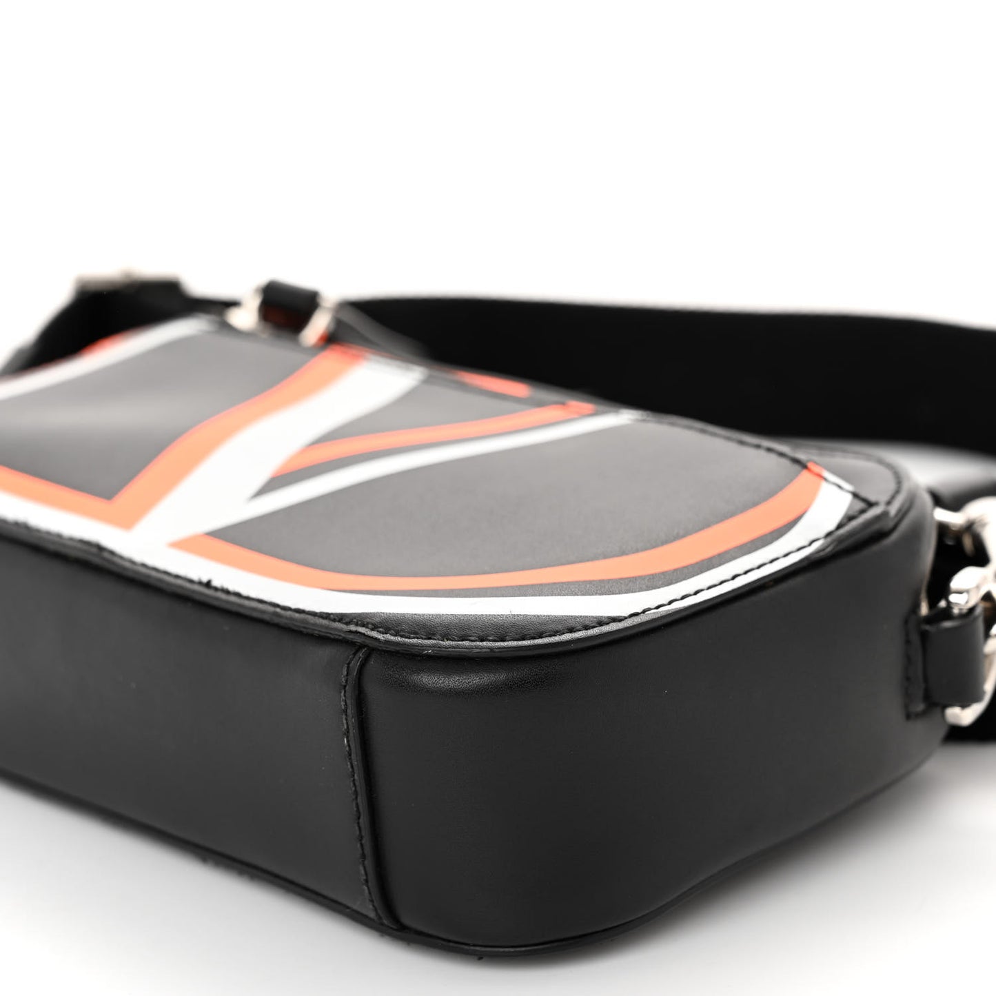 Smooth Calfskin 3D VLogo Print Convertible Belt Bag Black Orange