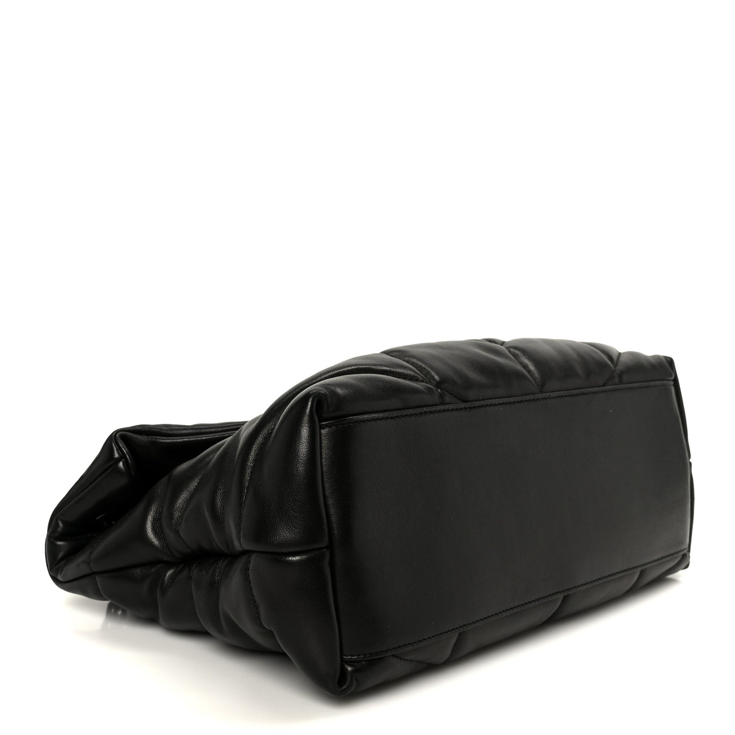 Lambskin Quilted Monogram Monochrome Medium Loulou Puffer Chain Satchel Black