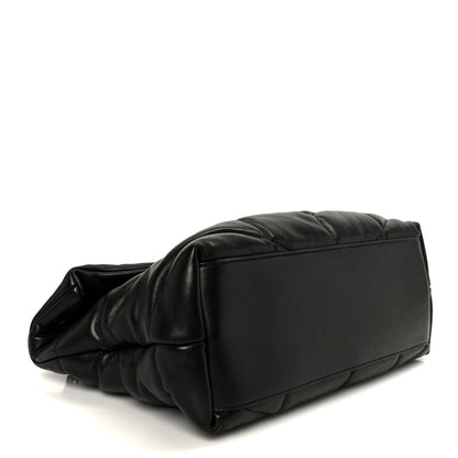Saint Laurent Lambskin Quilted Monogram Monochrome Medium Loulou Puffer Chain Satchel Black 4 of 11
