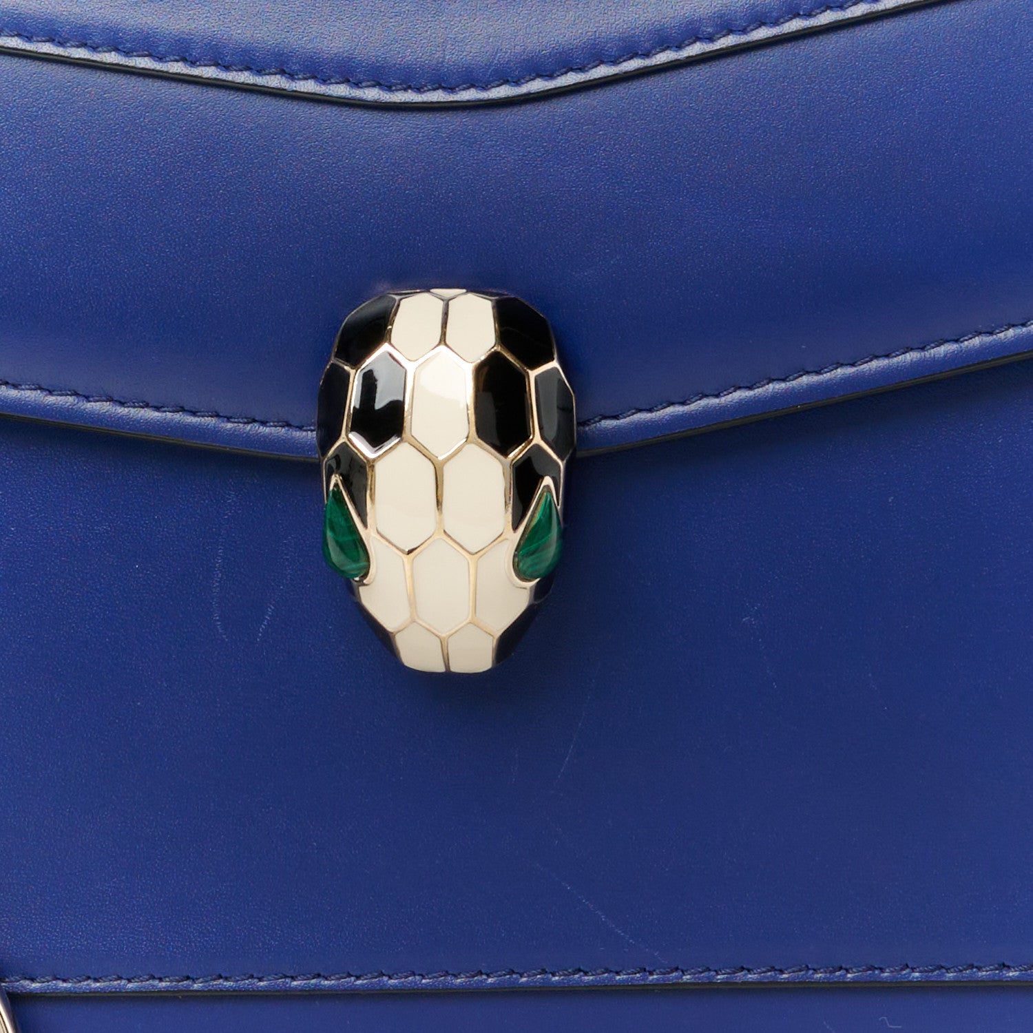 Bulgari Calfskin Large Serpenti Forever Top Handle Blue 11 of 13