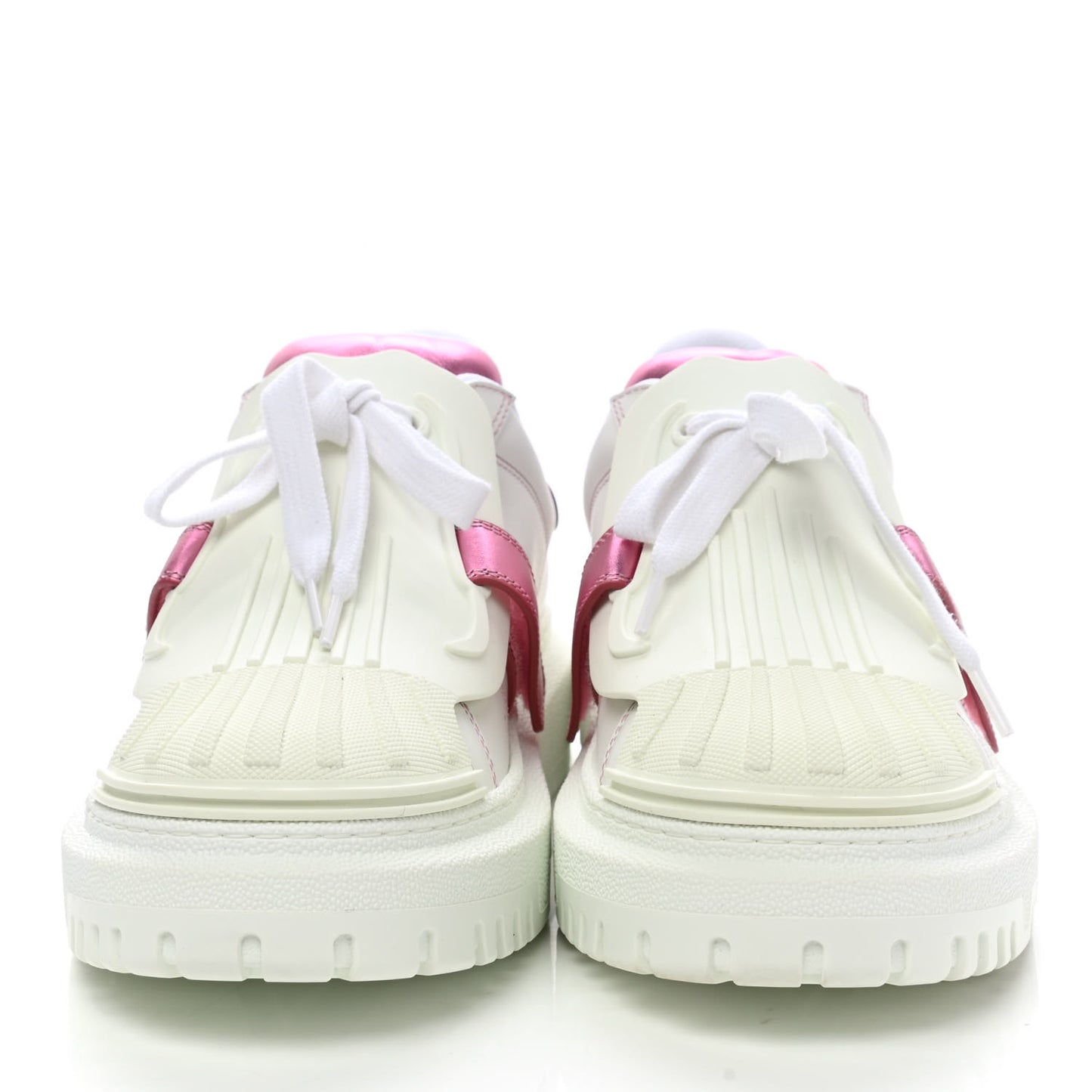 Laminated Calfskin Dior-ID Platform Sneakers 39 White Metallic Pink