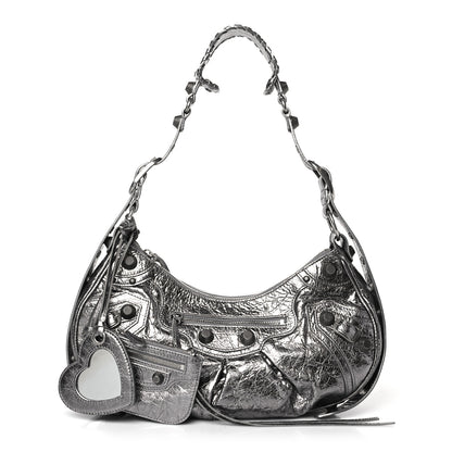 Balenciaga Metallic Agneau Arena Small Le Cagole Shoulder Bag Silver 1 of 9
