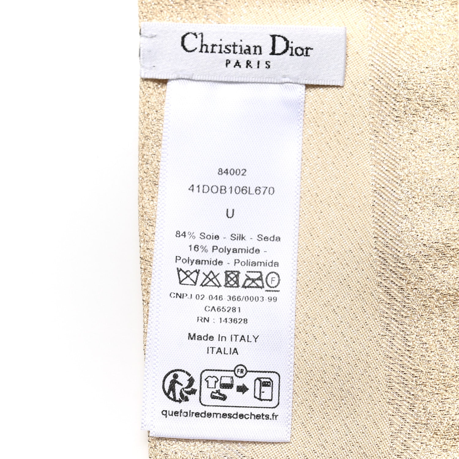Christian Dior Silk Toile De Jouy Sauvage Mitzah Scarf Ecru Gold 3 of 3