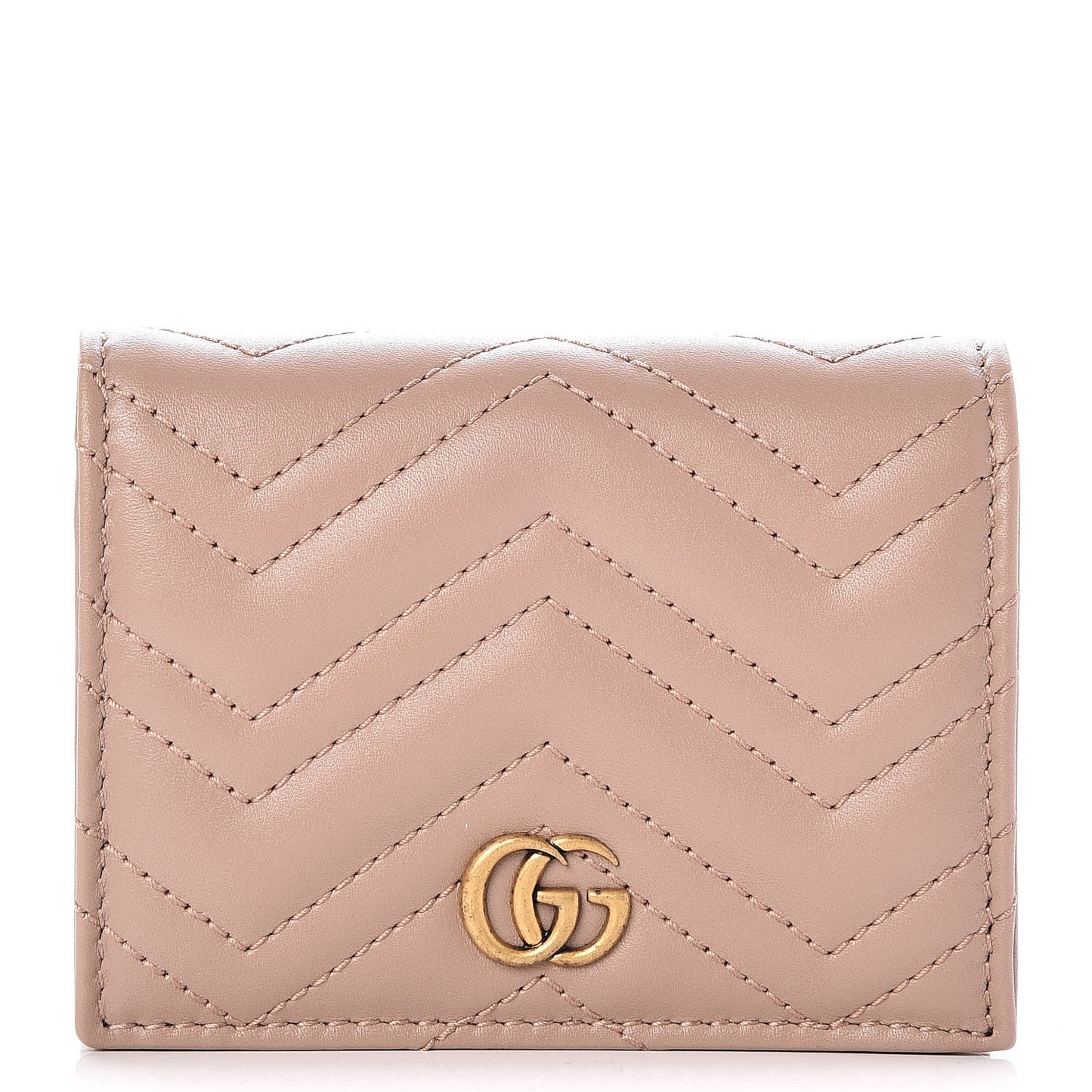 Calfskin Matelasse GG Marmont Card Case Wallet Porcelain Rose