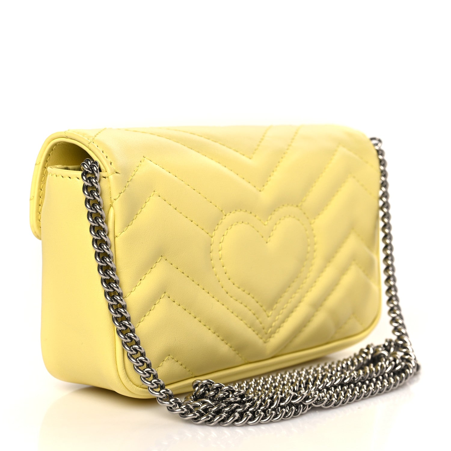 Gucci Calfskin Matelasse Super Mini GG Marmont Shoulder Bag Banana 3 of 9