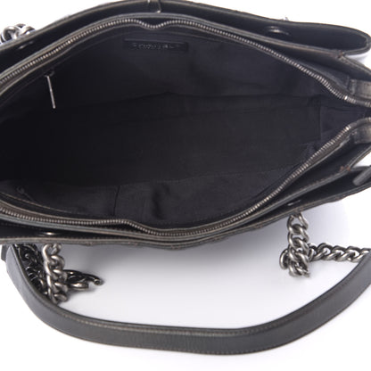 Chanel Metallic Goatskin Quilted Medium Rock In Rome Tote Charcoal 4 of 9