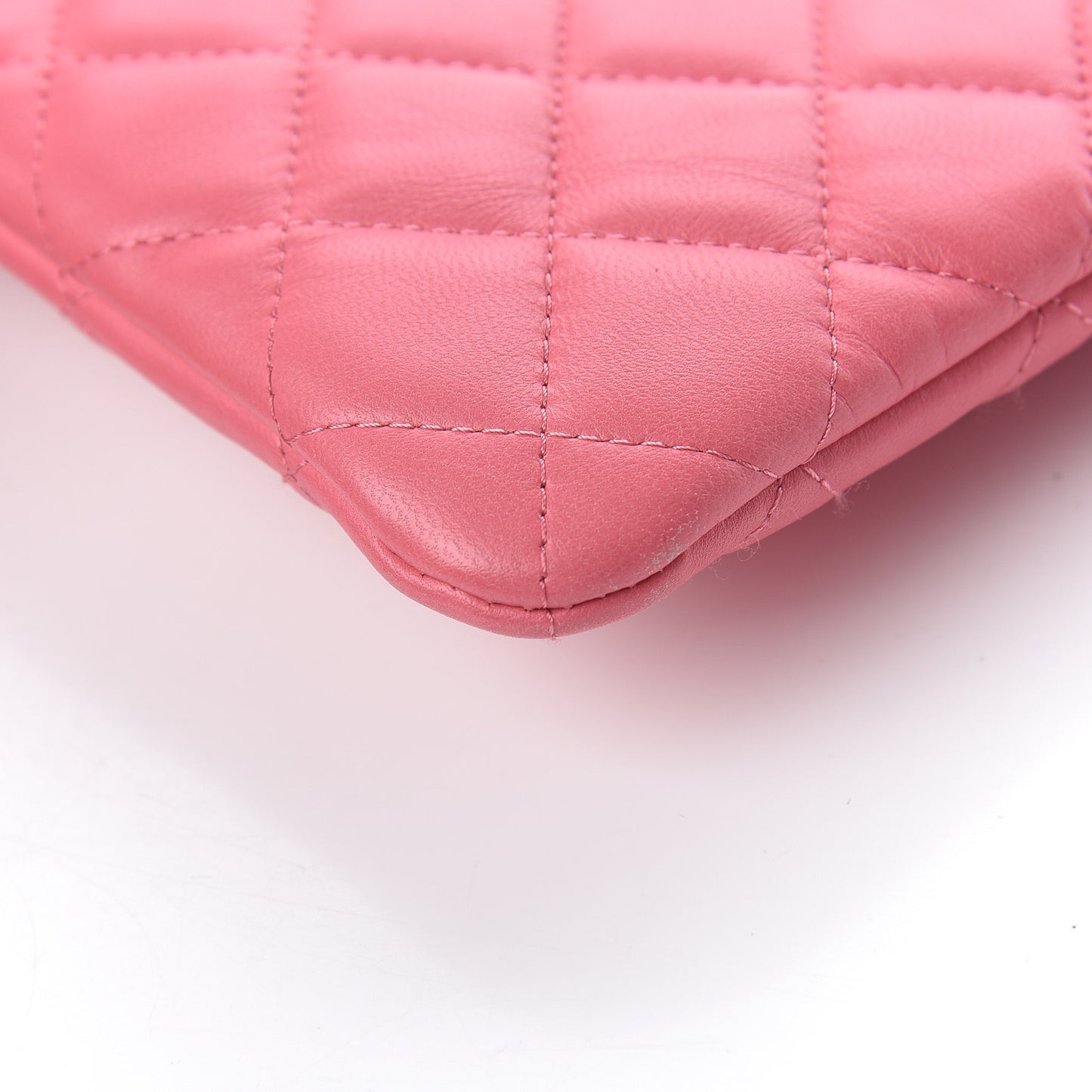 Lambskin Quilted Medium Casino Beauty CC Cosmetic Case Fuchsia