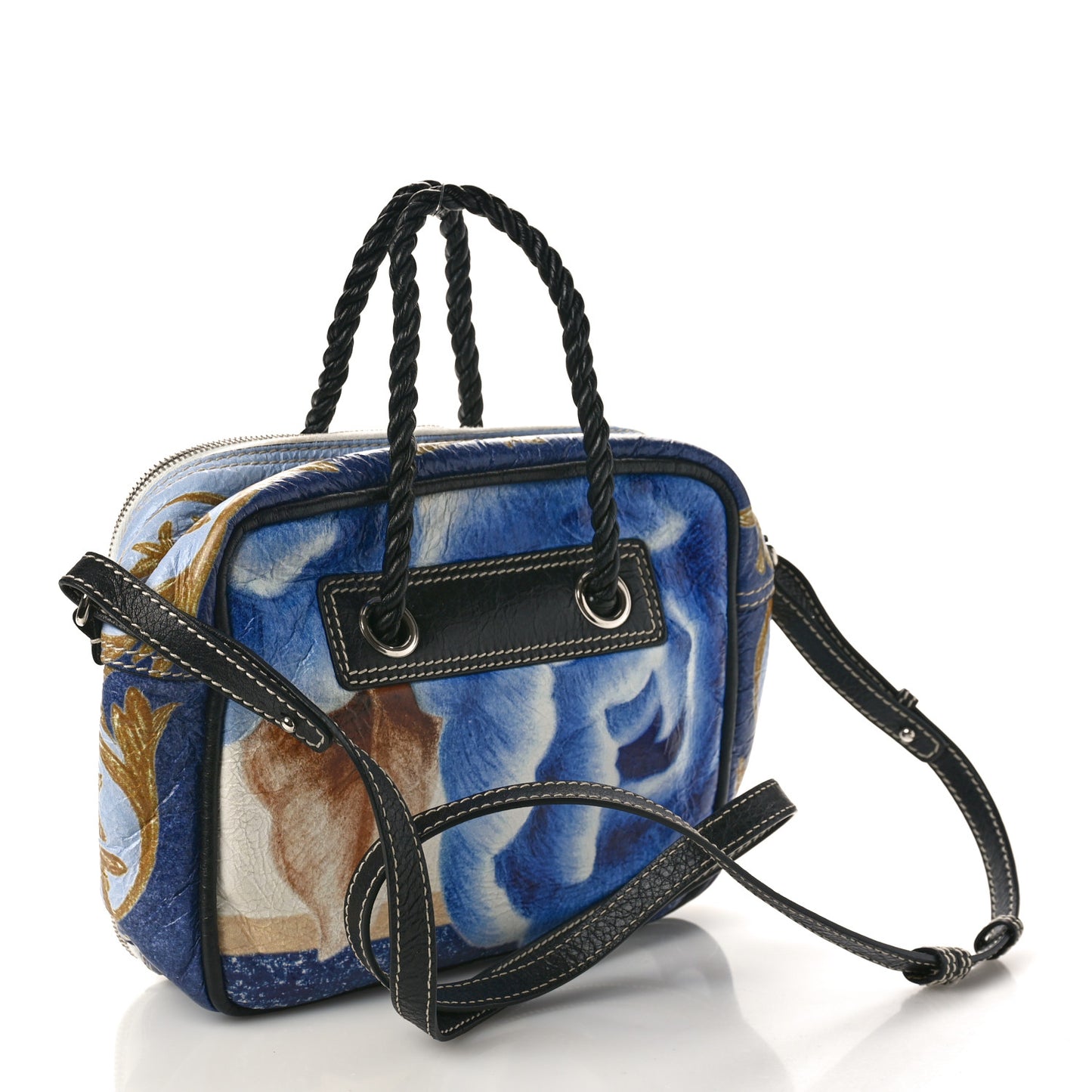 Agneau Floral Print Small Blanket Square Tote Bleu