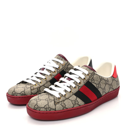 Gucci GG Supreme Monogram Ayers Mens New Ace Low-Top Sneaker 5 Blue Red 3 of 8