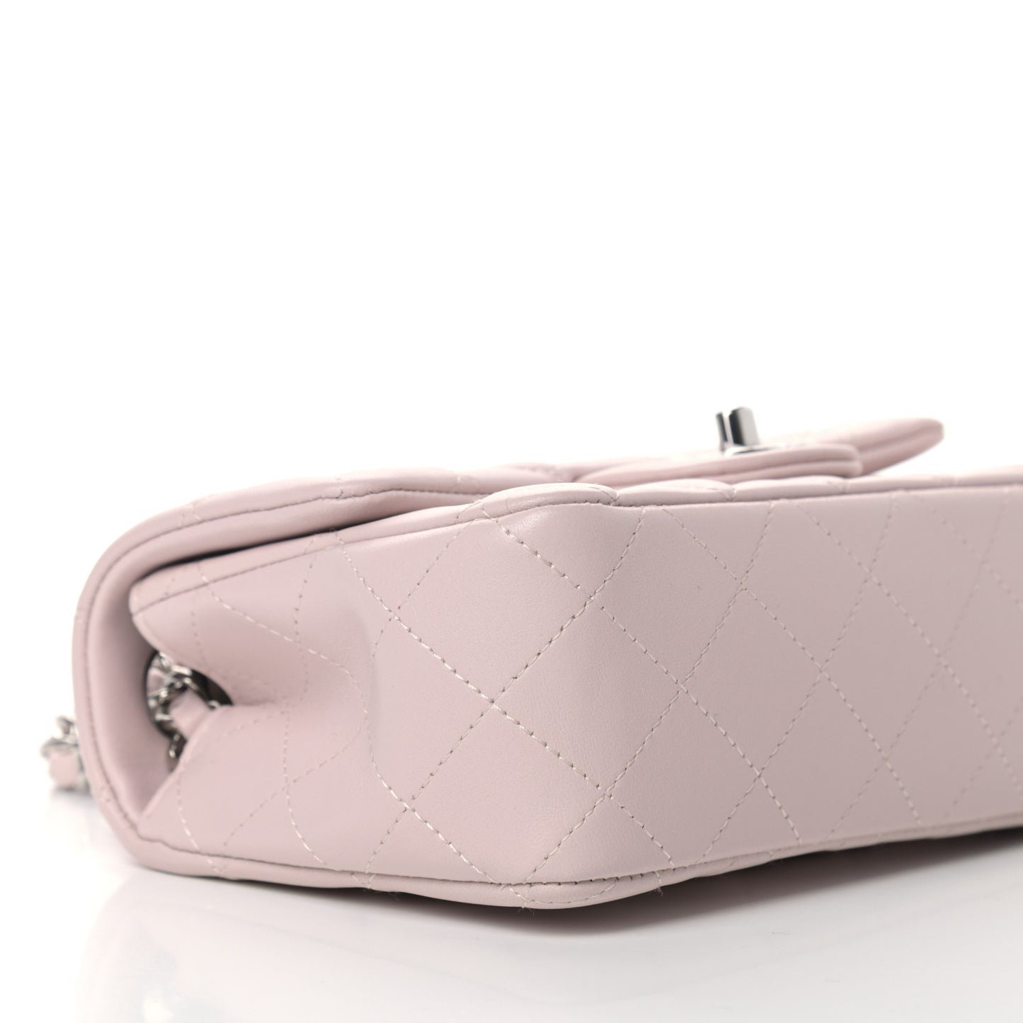 Lambskin Quilted Mini Rectangular Flap Light Purple
