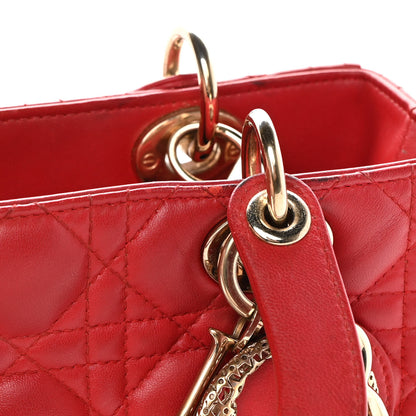 Christian Dior Lambskin Cannage Medium Lady Dior Red 18 of 18