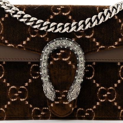 Gucci Velvet Moon Calfskin Crystal GG Monogram Small Dionysus Shoulder Bag Brown Vintage Cocoa Black Diamond 8 of 10
