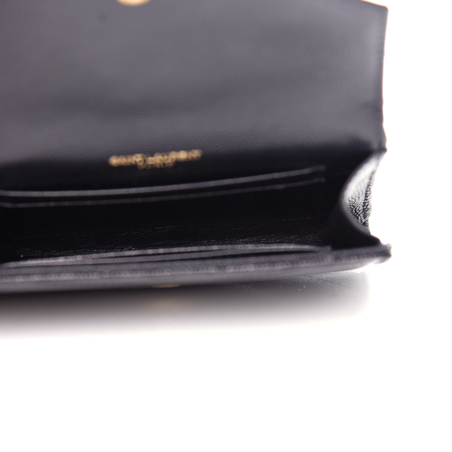 Saint Laurent Grain De Poudre Matelasse Chevron Small Monogram Envelope Wallet Black 5 of 7