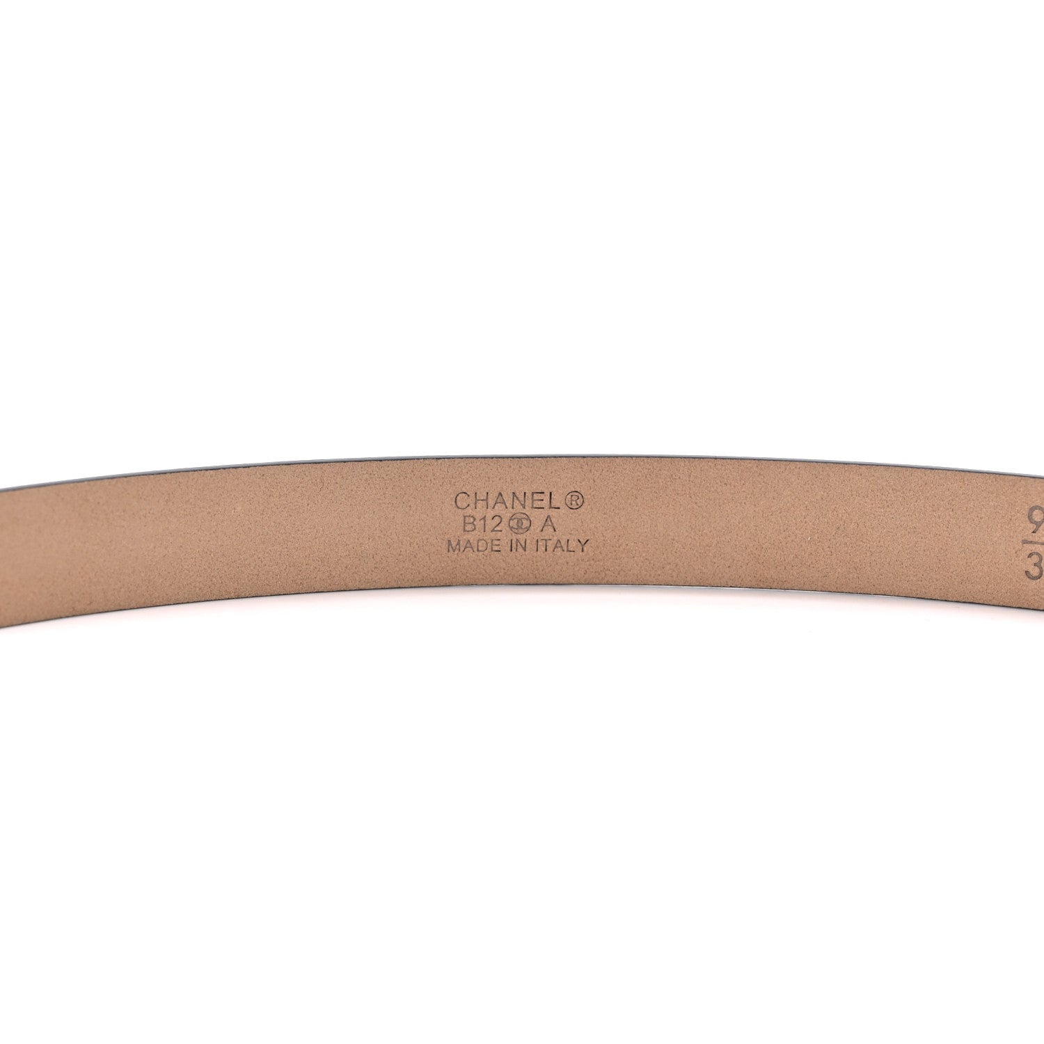 Chanel Striated Patent CC Logo Skinny Belt Dark Grey 3 of 6