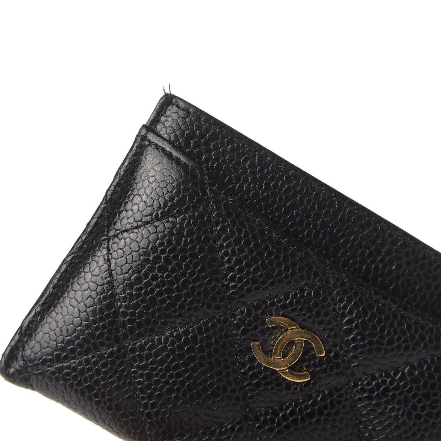 Caviar Quilted Card Holder Black
