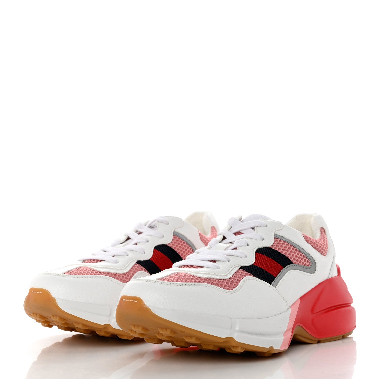 Gucci Lavaredo Eco Fabric Mesh Web Womens Rhyton Reflective Sneakers 38 Great White Water Rose Silver 3 of 8