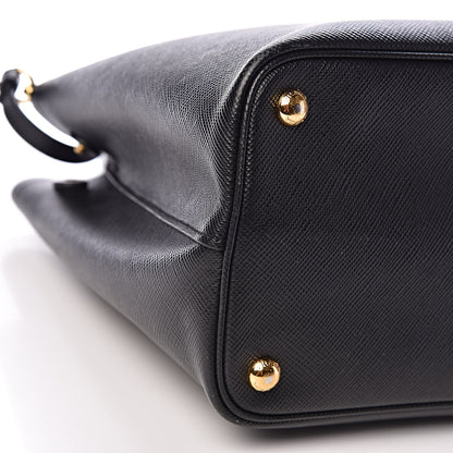 Prada Saffiano Cuir Medium Double Bag Black Fuoco 15 of 18