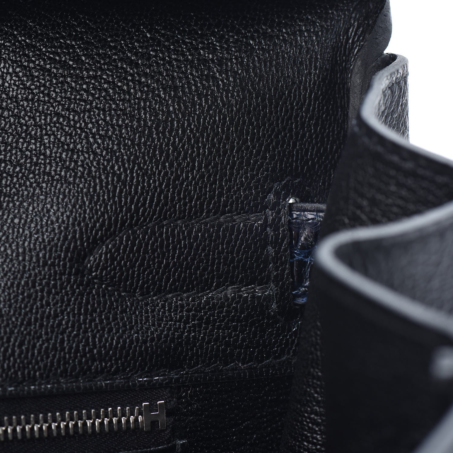 Hermes Taurillon Novillo Shiny Niloticus Crocodile Birkin Touch 30 Black Bleu Marine 24 of 29