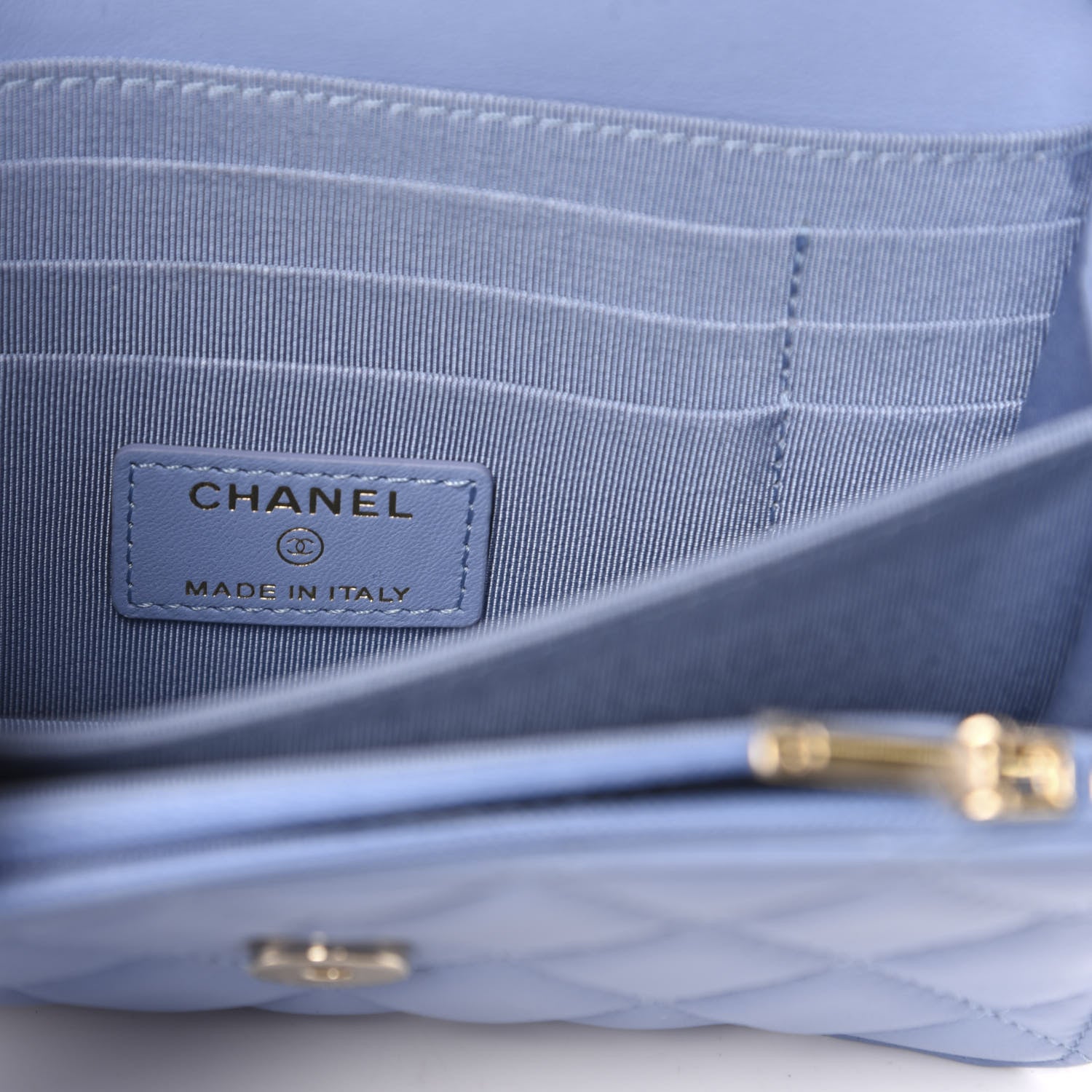 Chanel Lambskin Quilted Mini Wallet On Chain WOC Light Blue 6 of 10