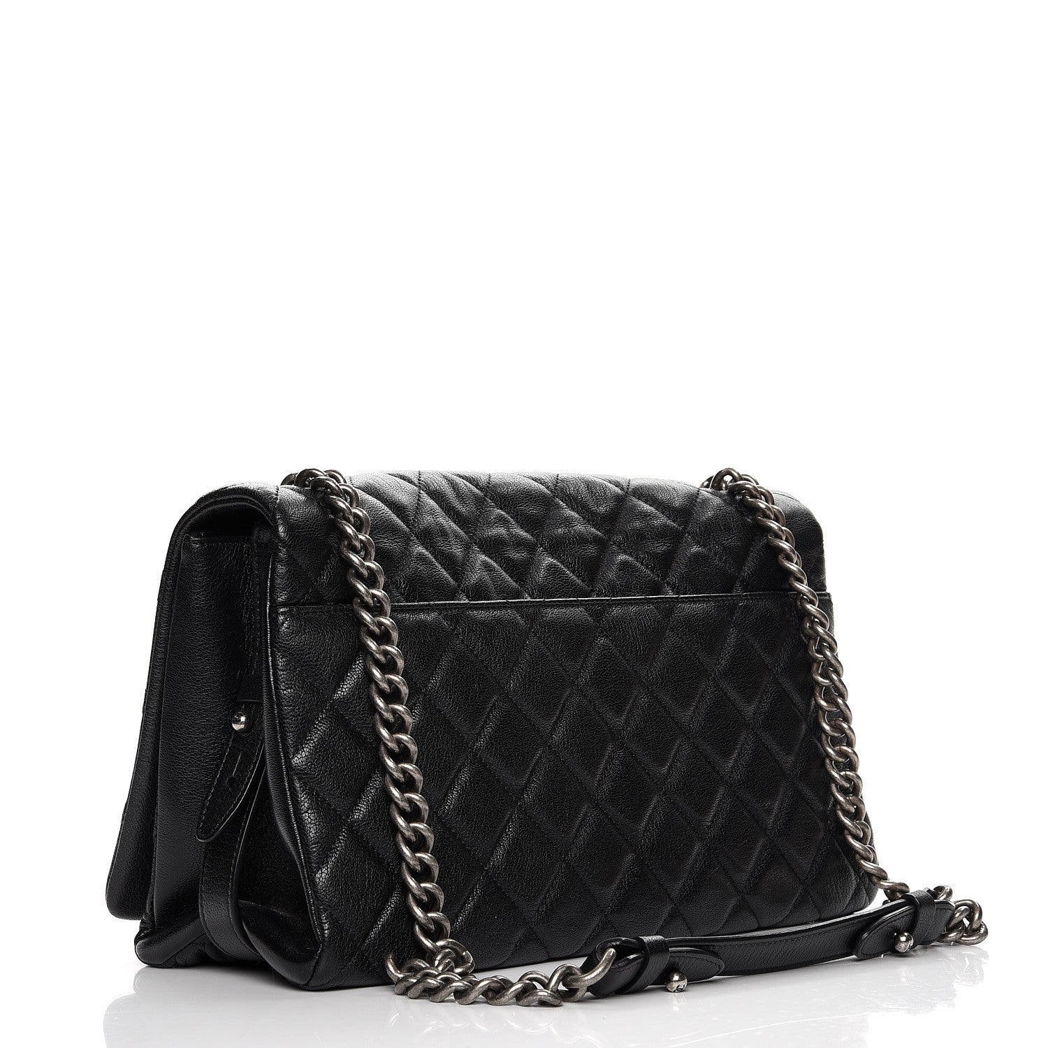Chanel Metallic Goatskin Quilted Large City Rock Flap Black 3 of 7