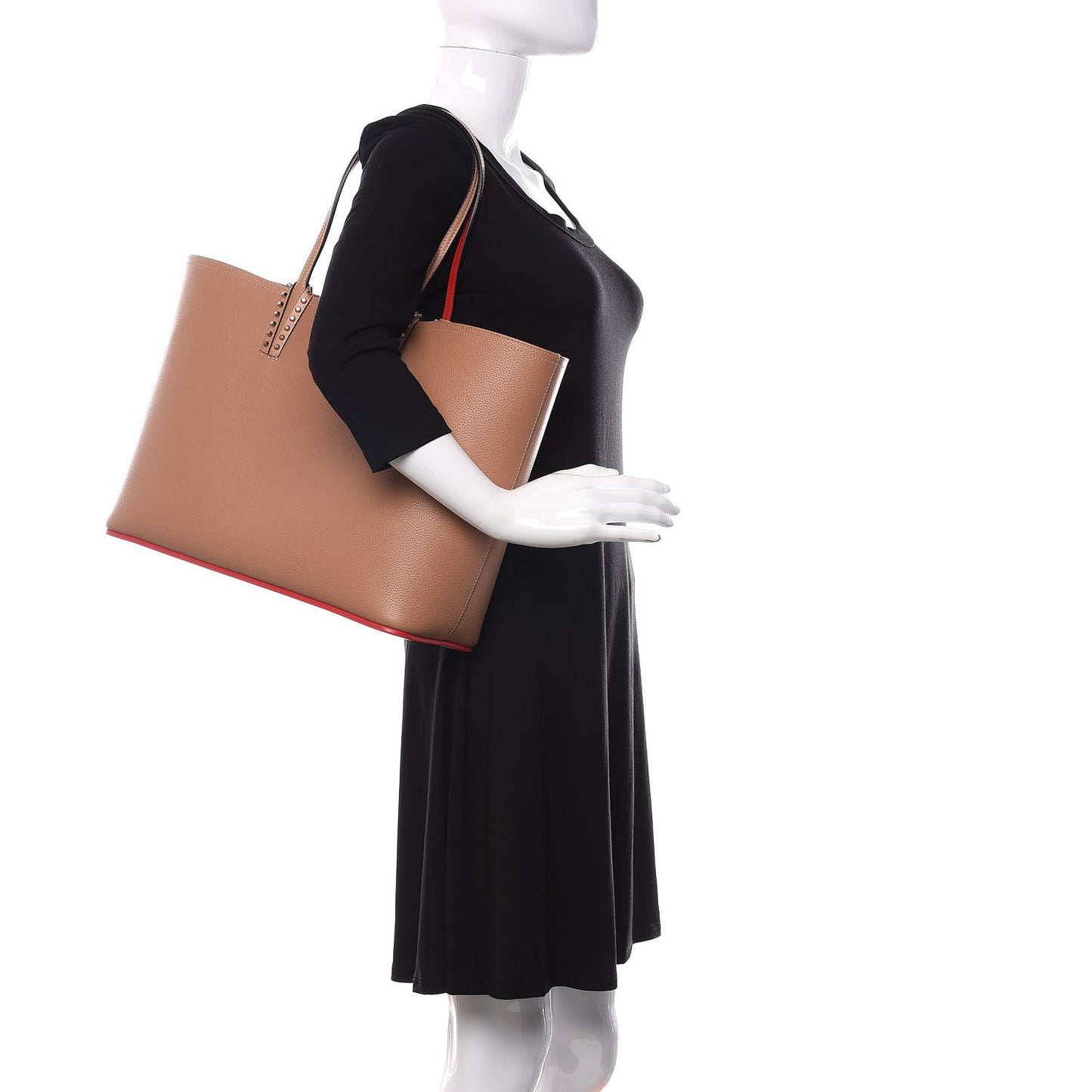 Calfskin Spikes East West Cabata Tote Nude