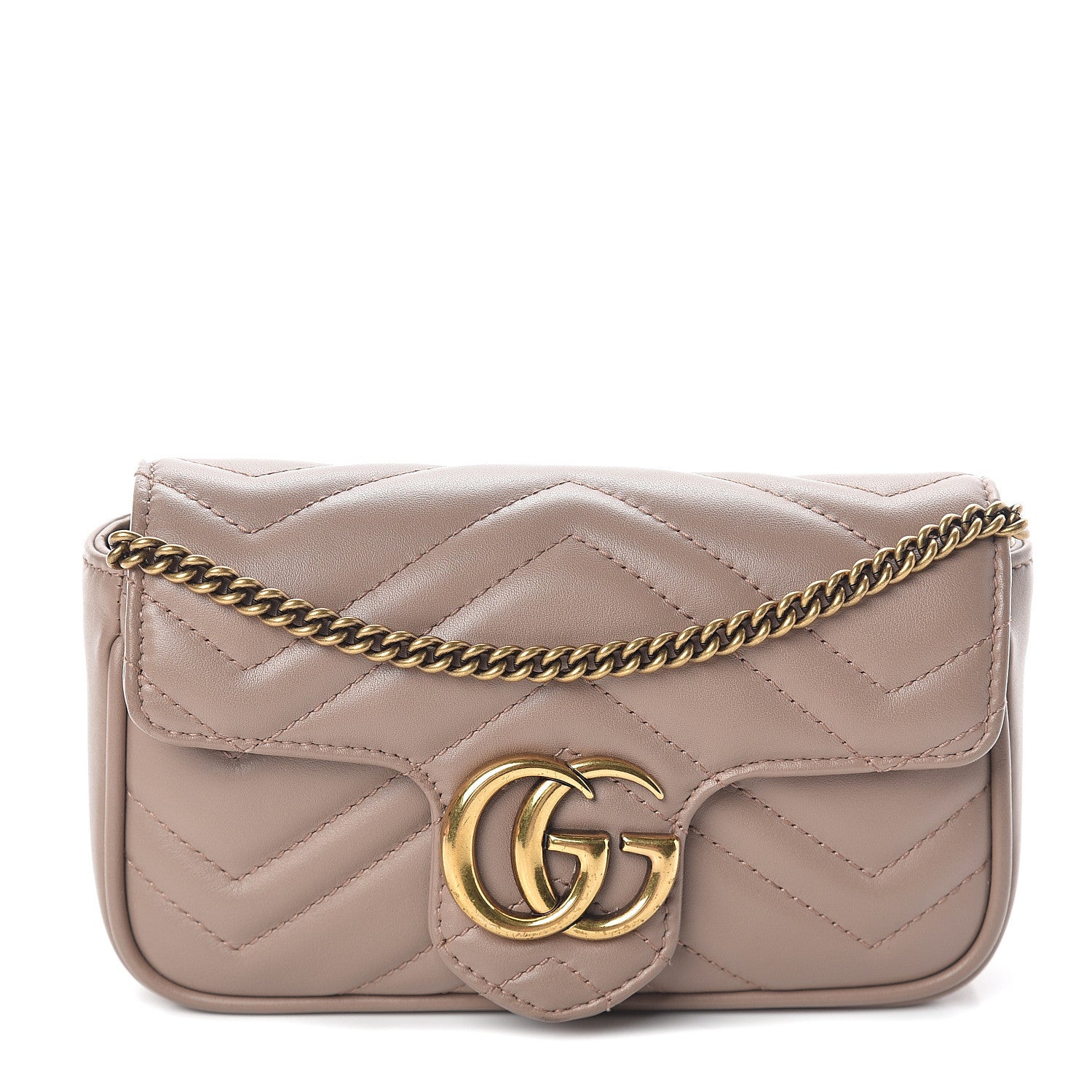 Gucci Calfskin Matelasse Super Mini GG Marmont Shoulder Bag Porcelain Rose 1 of 8