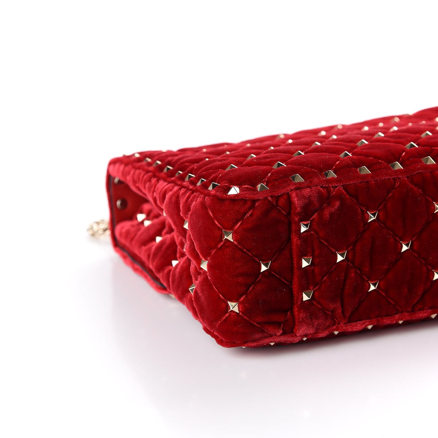Velvet Medium Rockstud Spike Shoulder Bag Rosso Valentino