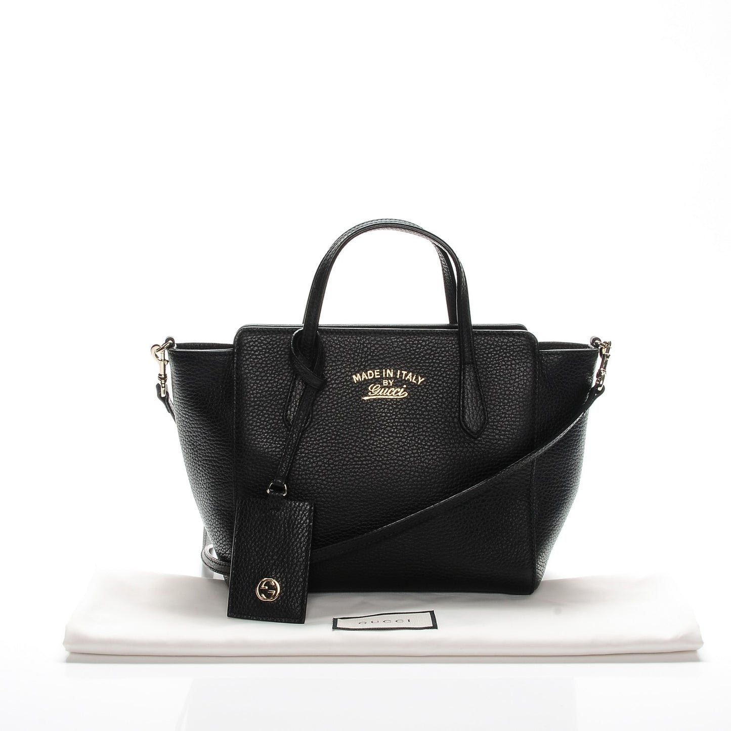 Dollar Calfskin Mini Swing Top Handle Bag Black