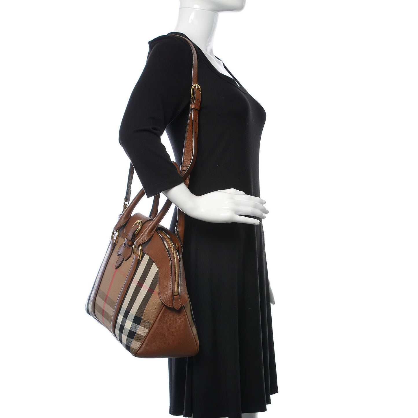 Derby Calfskin House Check Medium Milverton Satchel Tan