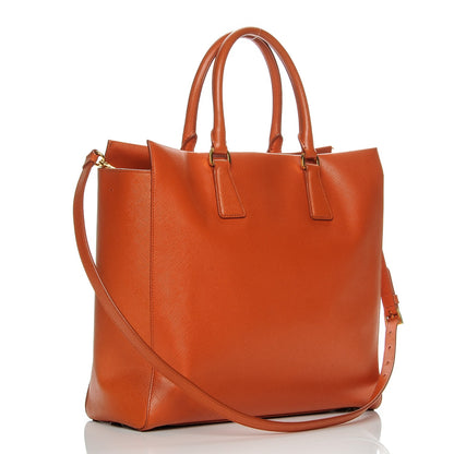 Prada Saffiano Lux Double Handle Shopping Tote Papaya 3 of 8