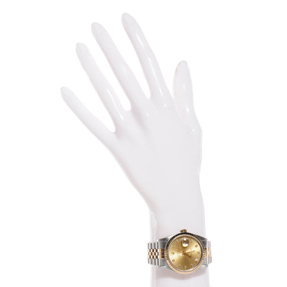 Rolex Stainless Steel 18K Yellow Gold Diamond 36mm Oyster Perpetual Datejust Watch Champagne 16233 2 of 5